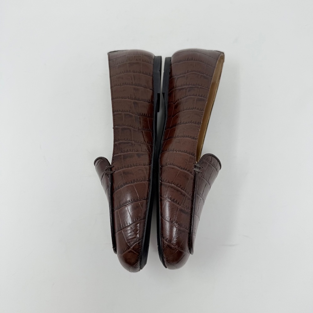 New Aquatalia Judie Luxe Croc Embossed Flat In Brown Sz 7 - Picture 12 of 15